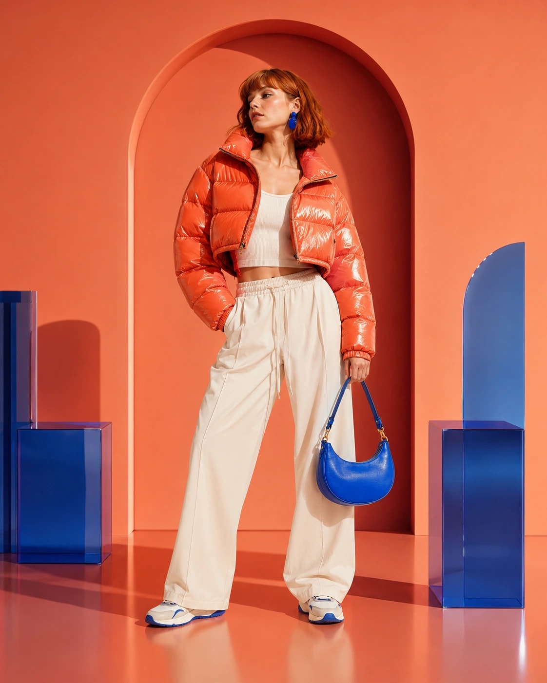 Coral fashion look