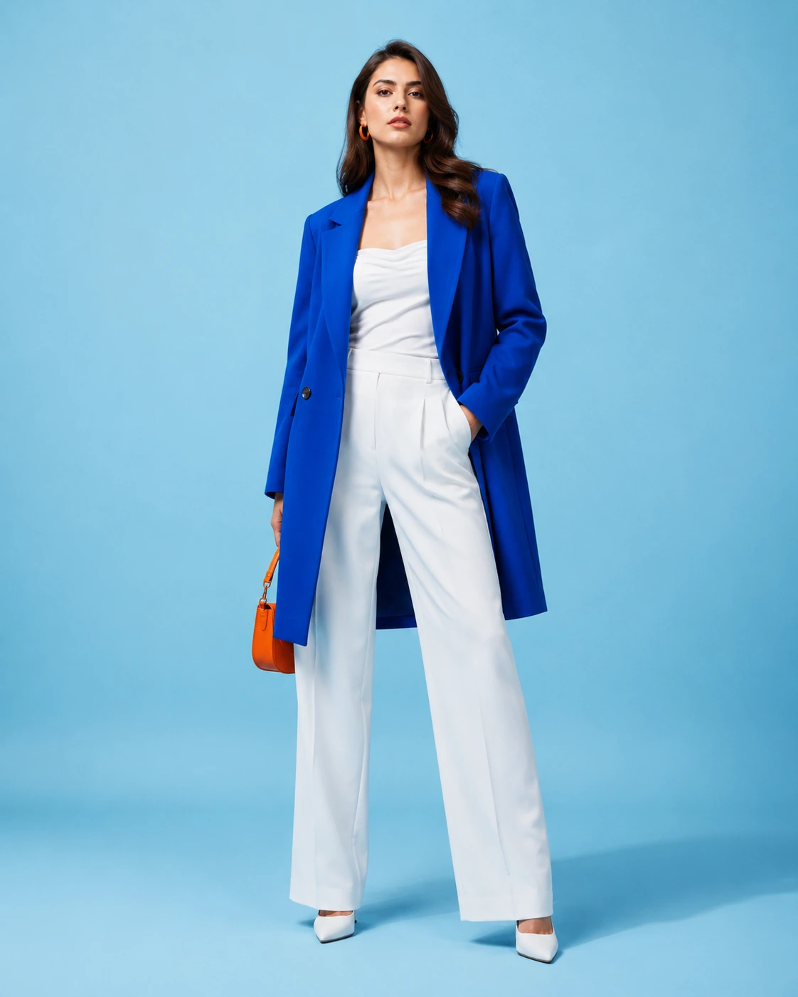 Fashion creator presenting cobalt tailoring